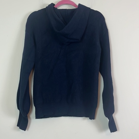 Magaschoni Sweater Women Size Small Navy Blue Drawstring Hoodie Long Sleeve - Picture 3 of 7